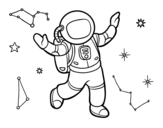 Disegno di Un astronauta nello spazio stellare da colorare