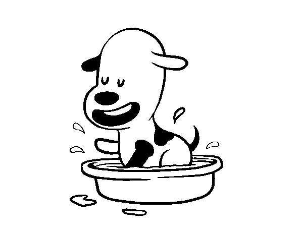 Disegno di Un cagnolino nella vasca da bagno da Colorare