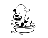 Disegno di Un cagnolino nella vasca da bagno da colorare