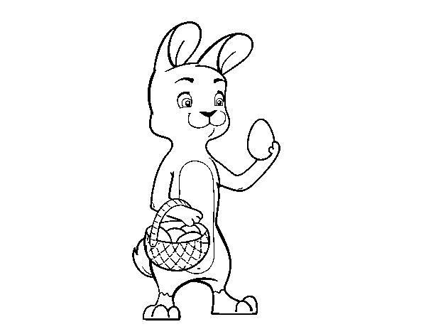 Disegno di Un coniglio con uovo di Pasqua da Colorare