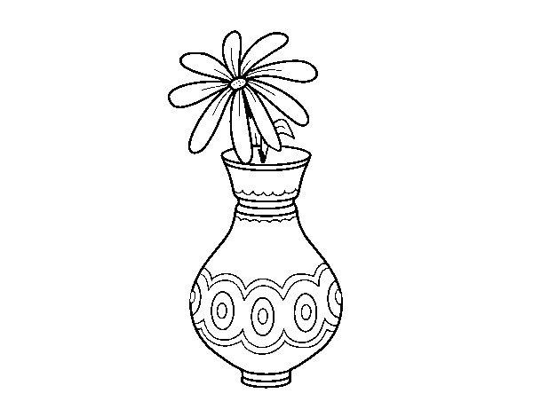 Disegno di Un fiore in un vaso da Colorare