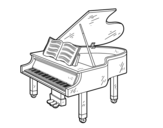 Disegno di Un pianoforte a coda aperto da colorare