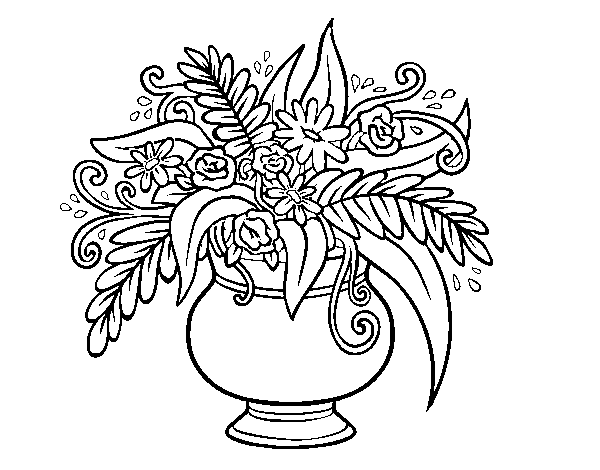 Disegno di Un vaso con fiori da Colorare