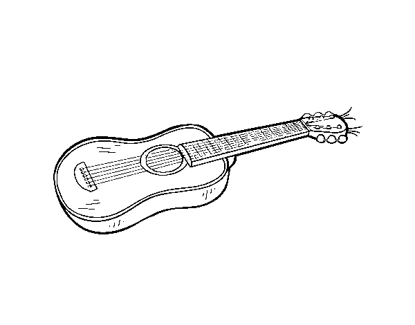 Disegno di Una chitarra acustica da Colorare