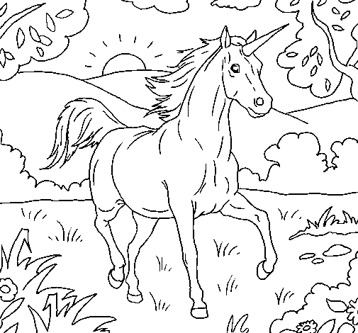 Disegno di Unicorn in esecuzione da Colorare