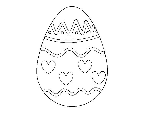 Disegno di Uovo con cuori da Colorare