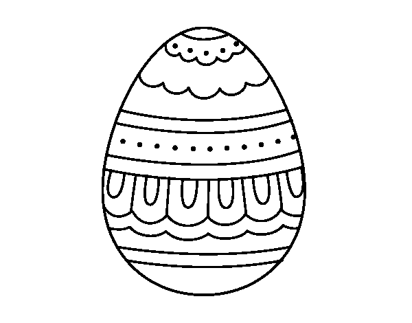 Disegno di Uovo di Pasqua bianco e nero da Colorare