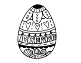 Disegno di  Uovo di Pasqua con il cuore da colorare