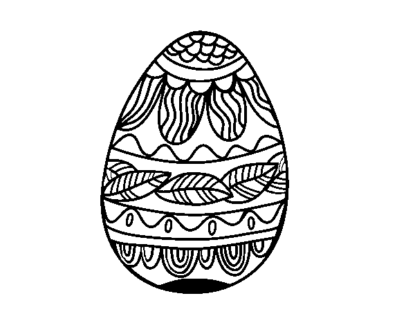 Disegno di Uovo di Pasqua con motivo vegetale da Colorare