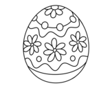 Disegno di Uovo di Pasqua fatto in casa con fiori da colorare