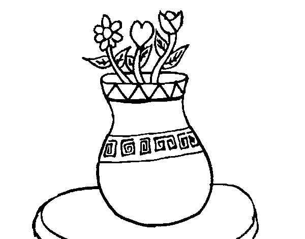 Disegno di Vaso con fiori da Colorare