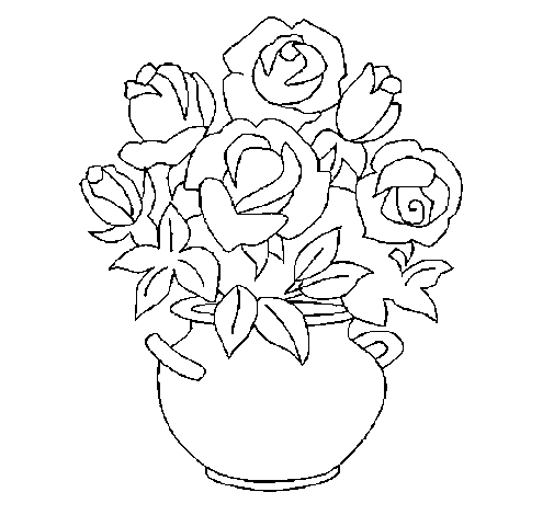 Disegno di Vaso di fiori da Colorare