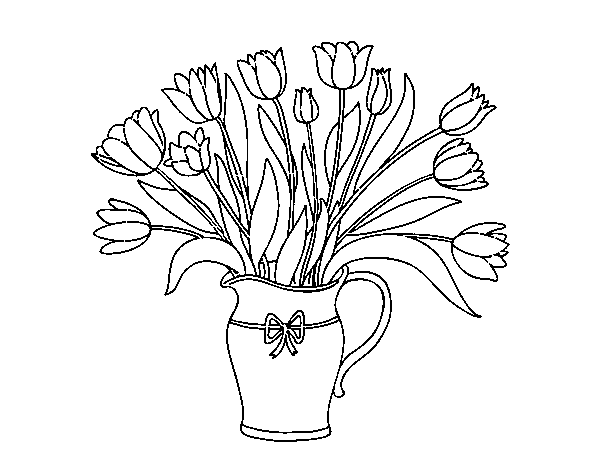 Disegno di Vaso di tulipani da Colorare