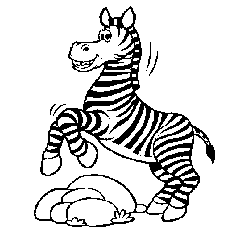 Disegno di Zebra che salta sulle pietre  da Colorare
