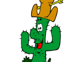 Disegno Cactus con il cappello  pitturato su marti