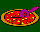 Disegno Pizza pitturato su Alessia e Luca