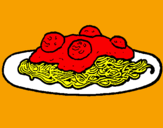 Disegno Spaghetti al ragù  pitturato su marialuisa
