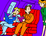 Disegno Passeggeri nell'aereo  pitturato su melissa