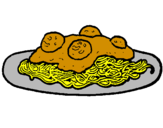 Disegno Spaghetti al ragù  pitturato su nikola