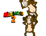 Disegno Madagascar 2 Manson & Phil pitturato su scimmie