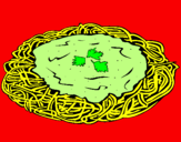 Disegno Spaghetti al formaggio  pitturato su marialuisa