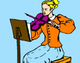 Disegno Dama violinista  pitturato su joharis