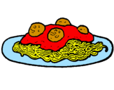 Disegno Spaghetti al ragù  pitturato su MICHELA 13 09 2002