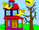 Disegno Casa del terrore pitturato su casetta dei fantasmi