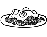 Disegno Spaghetti al ragù  pitturato su GAIA