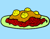 Disegno Spaghetti al ragù  pitturato su TERESA MAMMA
