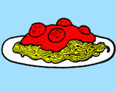 Disegno Spaghetti al ragù  pitturato su marialuisa