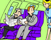 Disegno Passeggeri nell'aereo  pitturato su lizzi