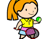 Disegno Ragazza che gioca a tennis  pitturato su chiara      CAMPOSANO