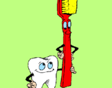 Disegno Molare e spazzolino da denti pitturato su niff