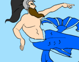 Disegno Poseidone pitturato su stefano