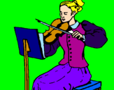 Disegno Dama violinista  pitturato su paola