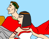 Disegno Cesare e Cleopatra  pitturato su luca