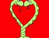 Disegno Serpenti innamorati  pitturato su alessia