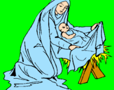 Disegno Nascita di Gesù Bambino pitturato su aurora