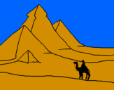 Disegno Paesaggio con le piramidi  pitturato su andrea