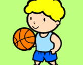 Disegno Giocatore di pallacanestro  pitturato su michelangelo