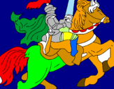 Disegno Cavaliere a cavallo pitturato su diegod