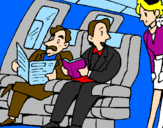 Disegno Passeggeri nell'aereo  pitturato su Bella