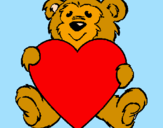 Disegno Orso innamorato  pitturato su orsetto san valentino