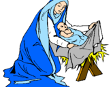 Disegno Nascita di Gesù Bambino pitturato su marilu