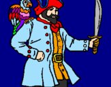 Disegno Pirata con il pappagallo  pitturato su giosue
