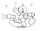 Disegno Marziano sulla moto spaziale  pitturato su marty