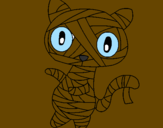 Disegno Mummia gatto scaraboechio pitturato su coryna
