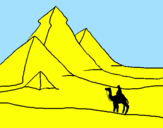 Disegno Paesaggio con le piramidi  pitturato su CARLOTTA
