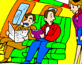 Disegno Passeggeri nell'aereo  pitturato su lucia